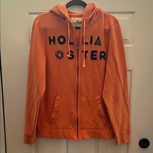 Hollister Orange Zip-Up Hoodie Sweatshirt Men’s Large